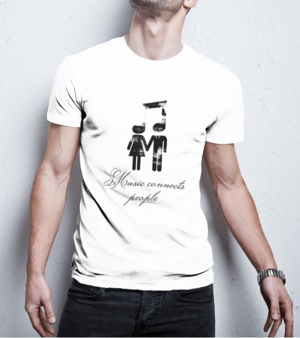 Slechthart Music Connects People Robot And Teddy Bear Illustration T-Shirt