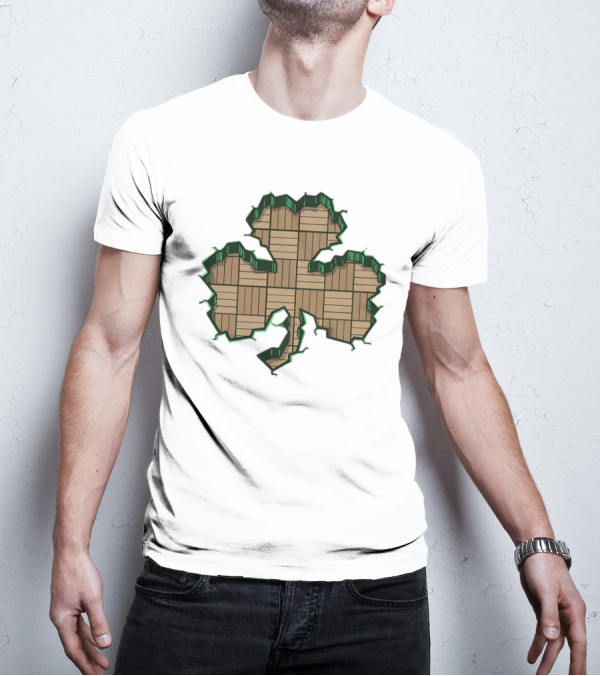 Smashed Shamrock Parquet Hardwood Basketball Court Pattern T-Shirt