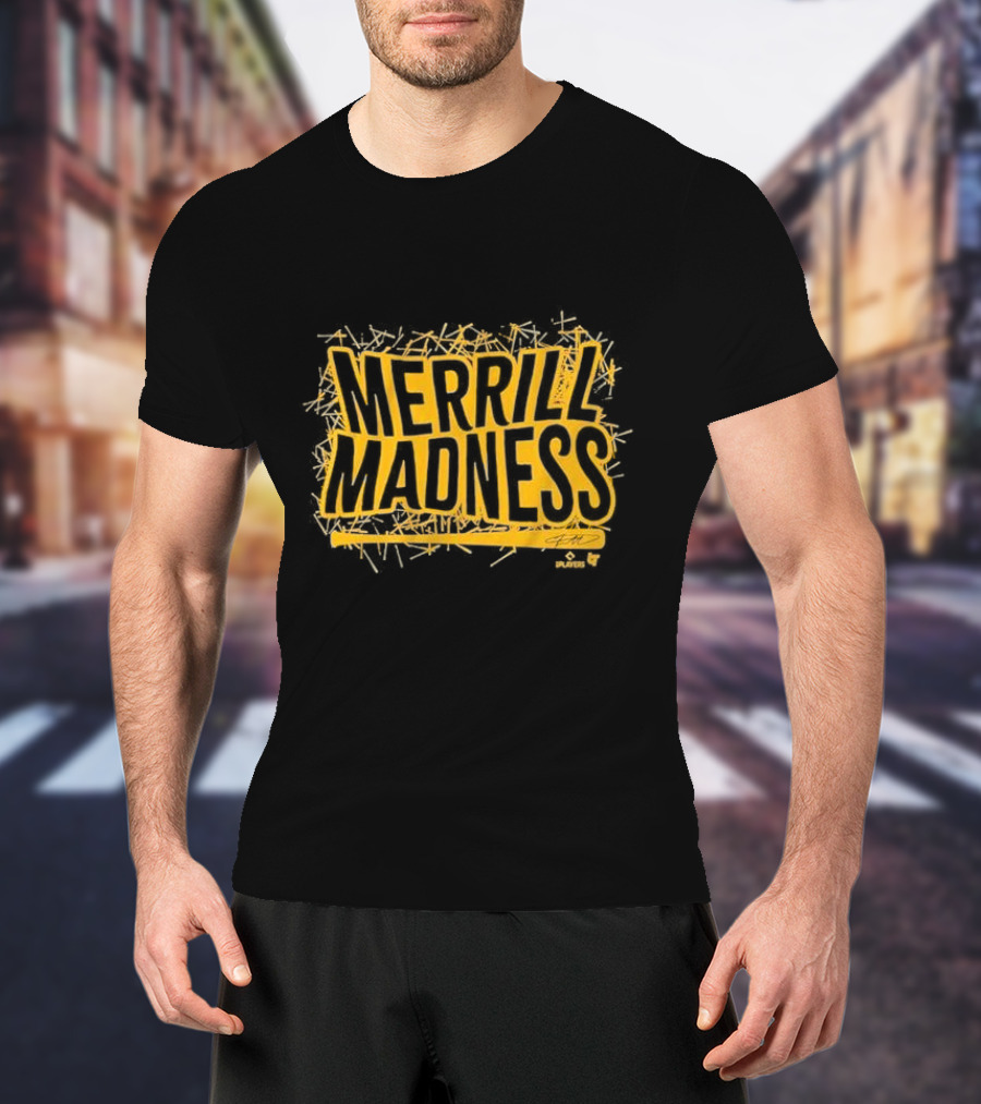 Merrill Madness Jackson Merrill Bat Text T-Shirt