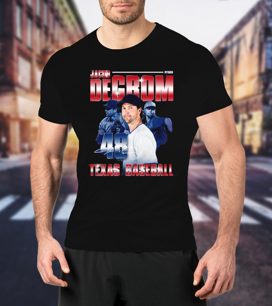 Jacob DeGrom Texas Baseball 48 Retro 90’s MLBPA T-Shirt