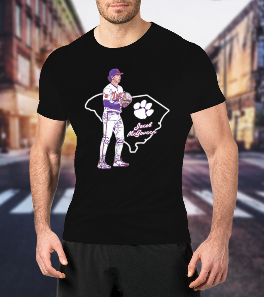 Jacob McGovern Clemson Tigers Baseball Hometown Hero NCAA 2025 South Carolina Outline Paw T-Shirt