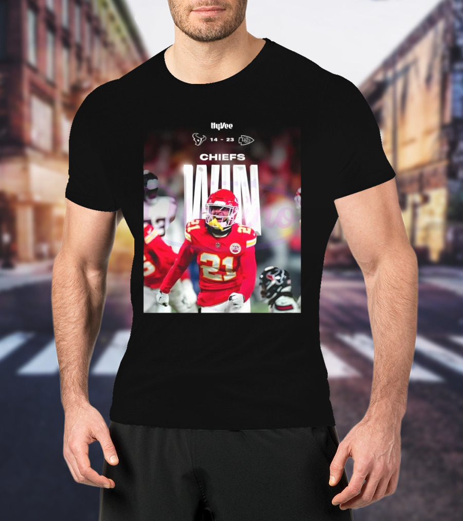 HyVee Chiefs Win Over Texans 14-23 Jaden Hicks 2025 T-Shirt