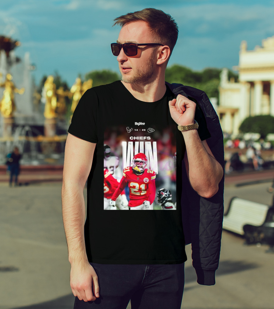 HyVee Chiefs Win Over Texans 14-23 Jaden Hicks 2025 T-Shirt
