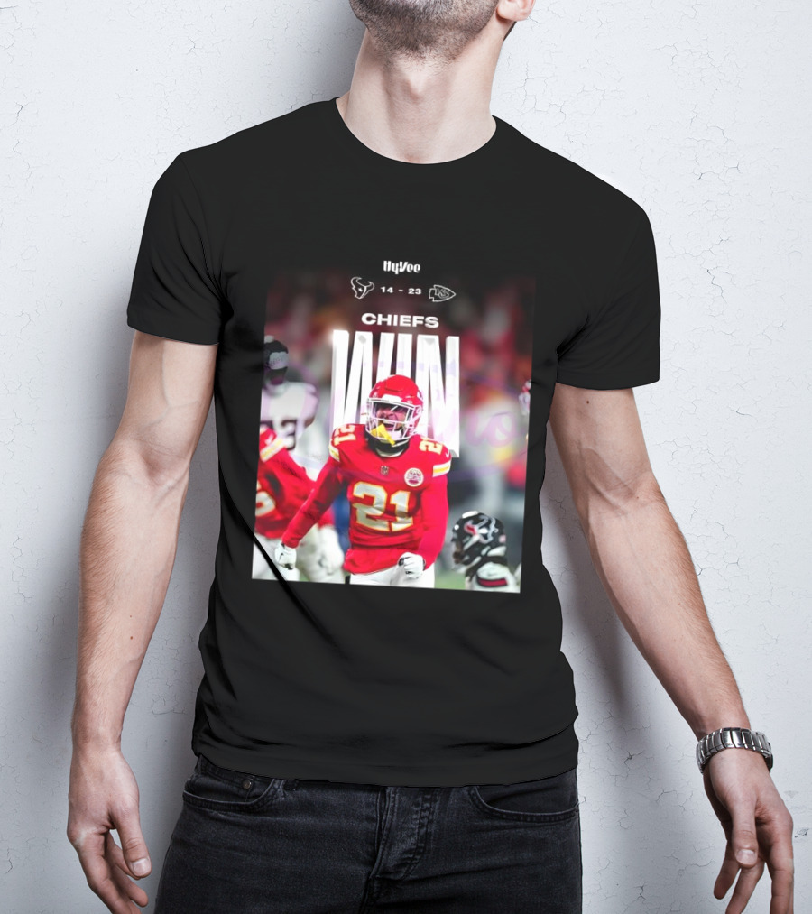HyVee Chiefs Win Over Texans 14-23 Jaden Hicks 2025 T-Shirt