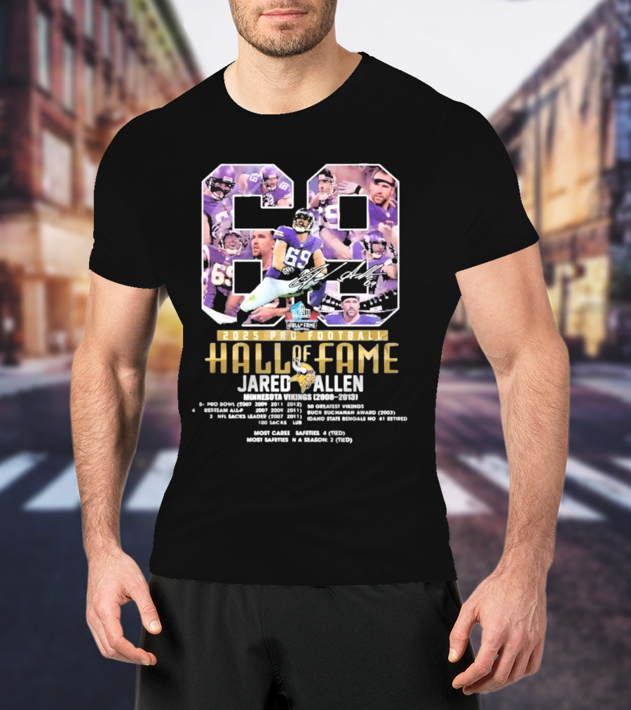 Jared Allen Minnesota Vikings 2025 Pro Football Hall Of Fame 69 Tribute T-Shirt