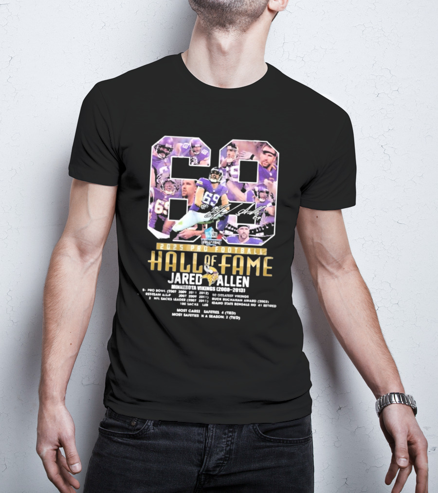 Jared Allen Minnesota Vikings 2025 Pro Football Hall Of Fame 69 Tribute T-Shirt