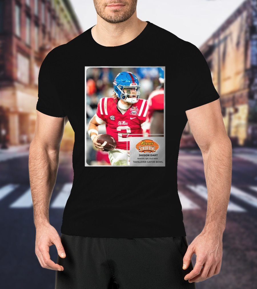 Jaxson Dart Ole Miss Rebels Quarterback Reese’s Senior Bowl Taxslayer Gator Bowl SEC T-Shirt
