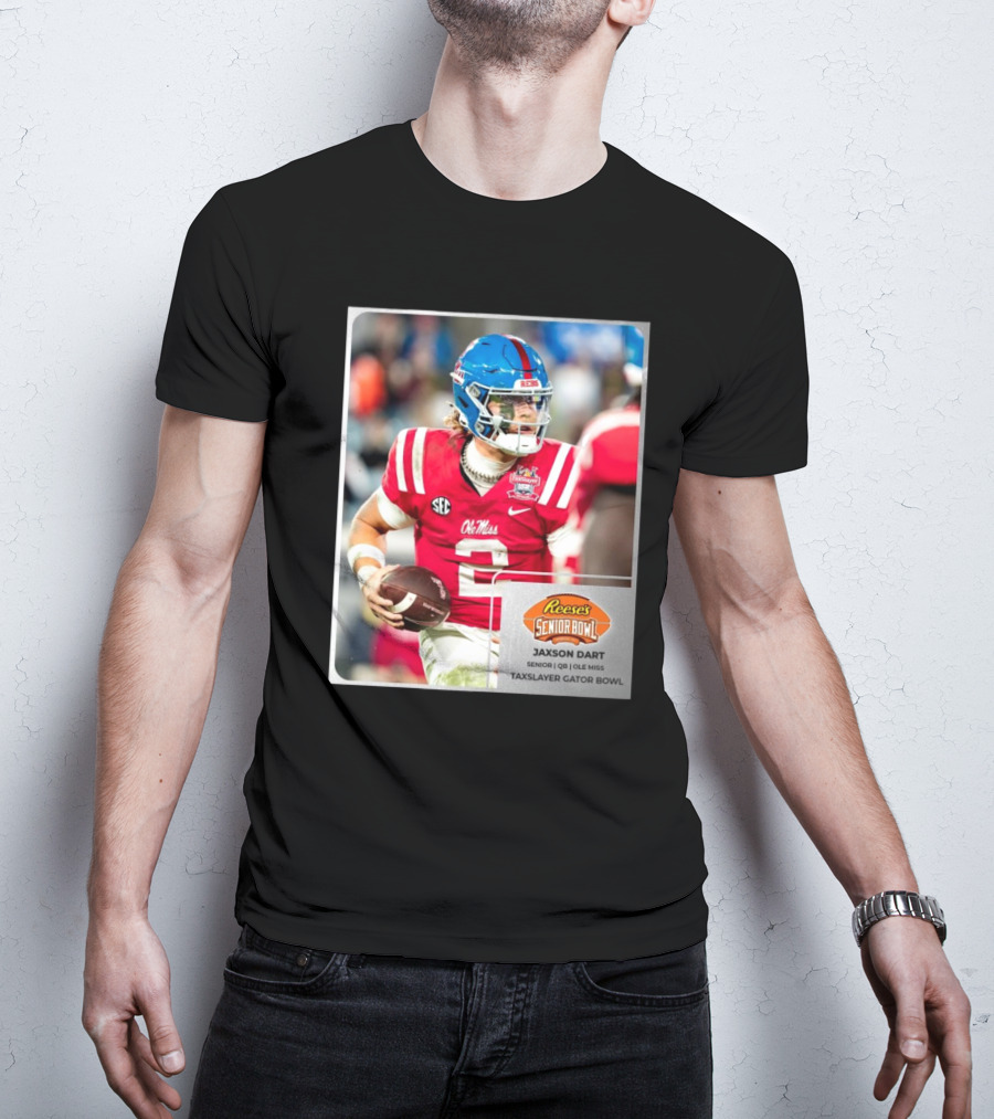 Jaxson Dart Ole Miss Rebels Quarterback Reese’s Senior Bowl Taxslayer Gator Bowl SEC T-Shirt