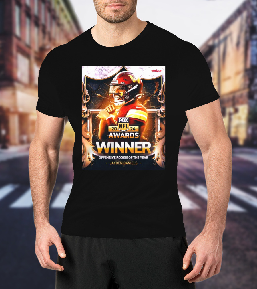Verizon NFL Awards 2024 Jayden Daniels Winner Offensive Rookie Of The Year Fox T-Shirt
