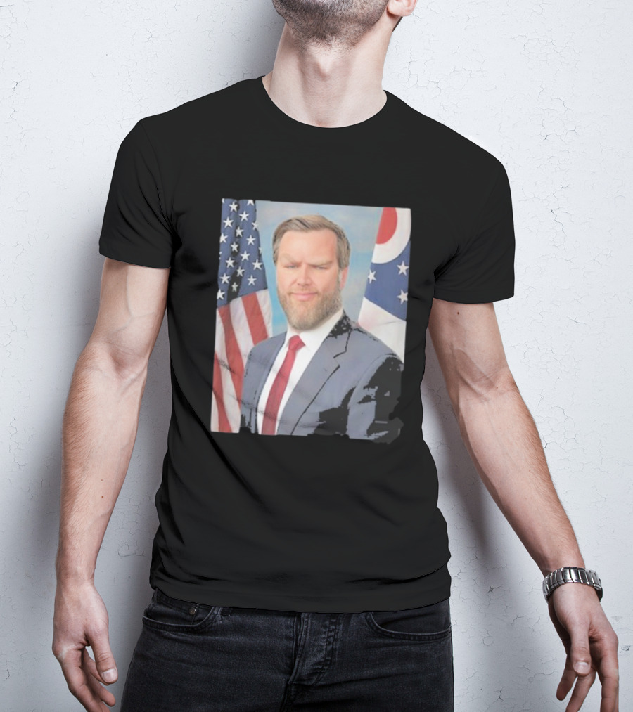 Jd Vance Giga Chad Meme American Flag Ohio Flag Background T-Shirt