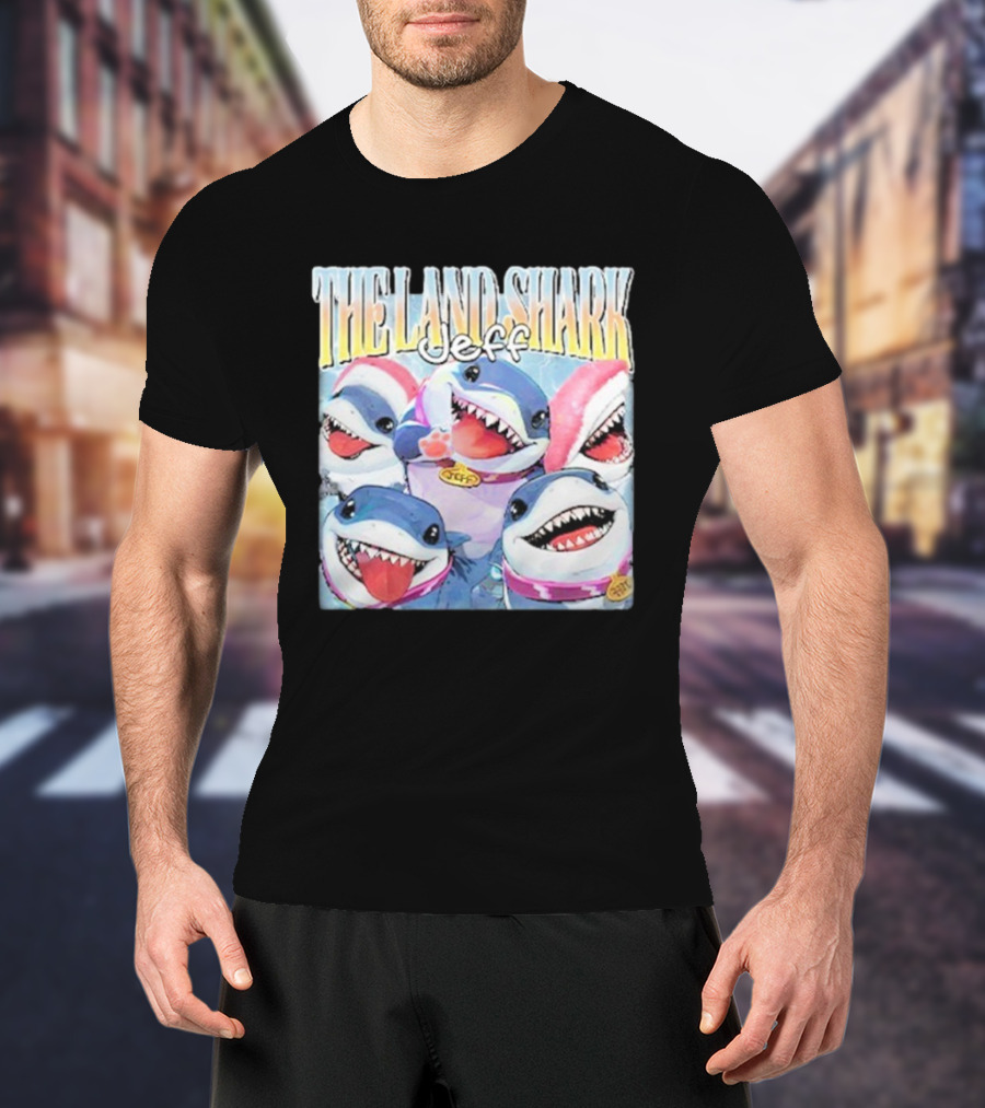 Jeff The Land Shark Animated Character Smiling Sharks T-Shirt