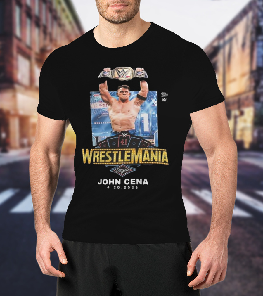 WrestleMania 41 John Cena Vegas 4 20 2025 Topps Now WWE T-Shirt