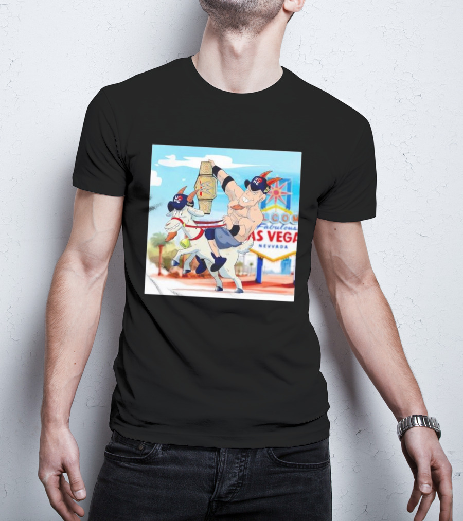 John Cena Rides Goat With Champion Belt At Las Vegas WrestleMania 17 T-Shirt