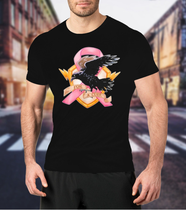 Jordan Crowe Breast Cancer Awareness Pink Ribbon Crow T-Shirt