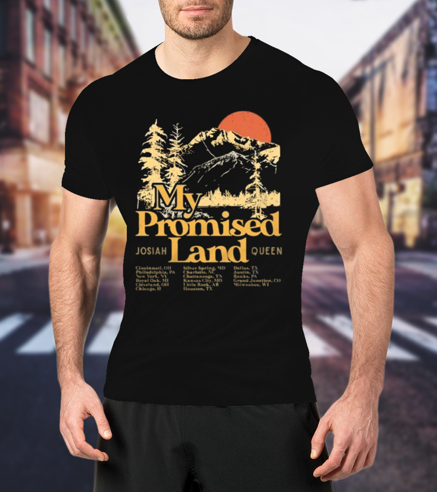 Josiah Queen My Promised Land Tour 2023 With Mountain And Sun Illustration T-Shirt