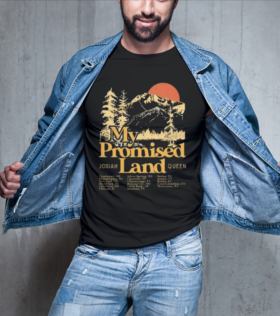Josiah Queen My Promised Land Tour 2023 With Mountain And Sun Illustration T-Shirt