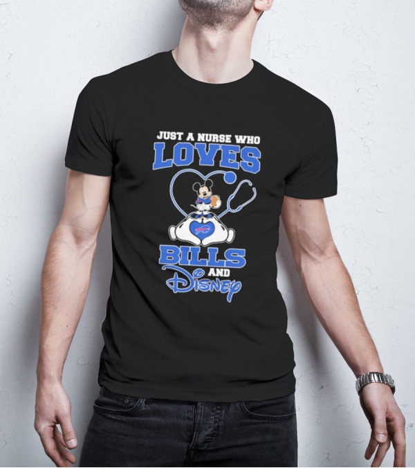Just A Nurse Who Loves Buffalo Bills Mickey Mouse Disney Stethoscope T-Shirt