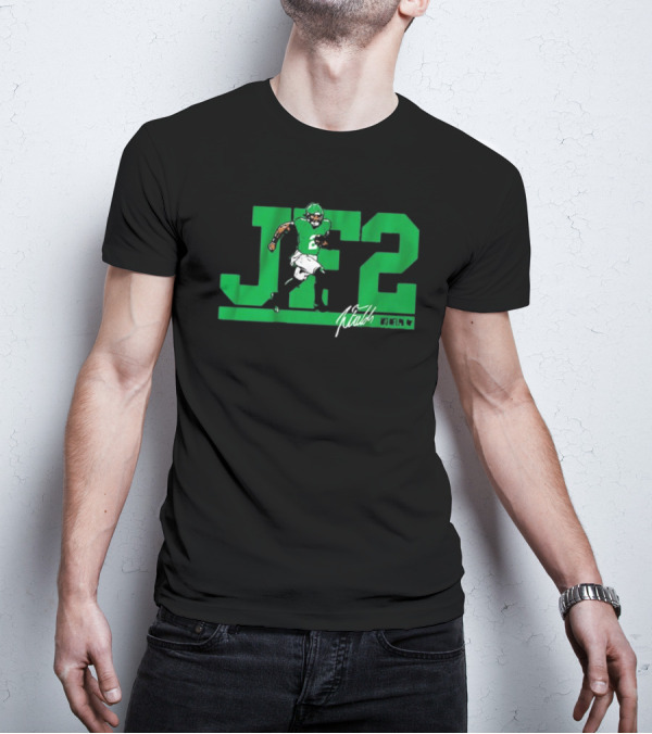 JF2 Justin Fields Green Running Back Number 2 Signature T-Shirt