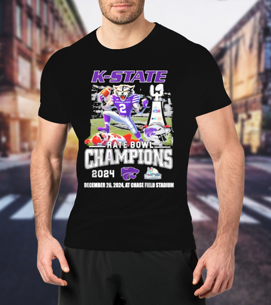 K-State Rate Bowl Champions 2024 December 28 Bill Snyder Family Stadium T-Shirt