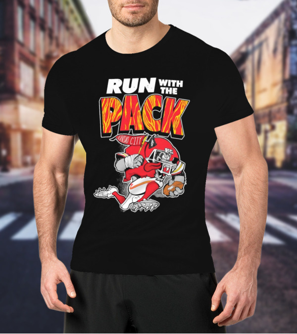 Run With The Pack Kansas City Chiefs KC Wolf 2025 T-Shirt