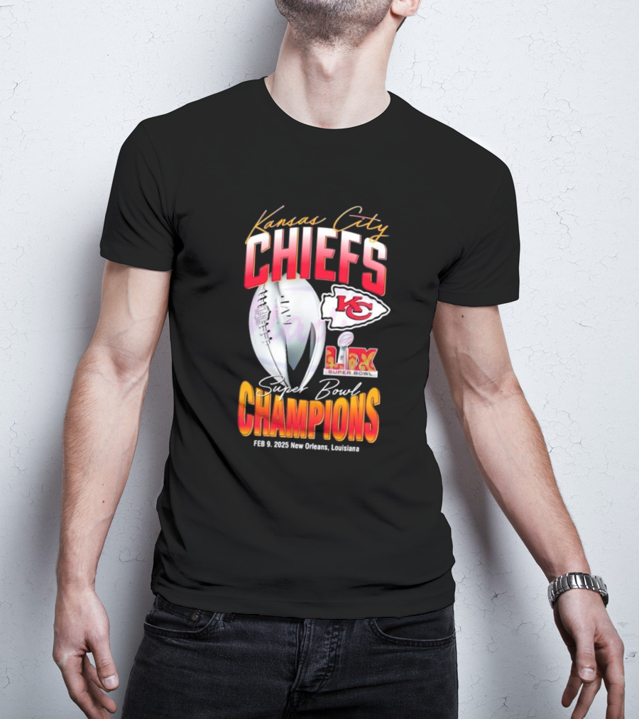 Kansas City Chiefs LIX Super Bowl Champions New Orleans February 2025 T-Shirt