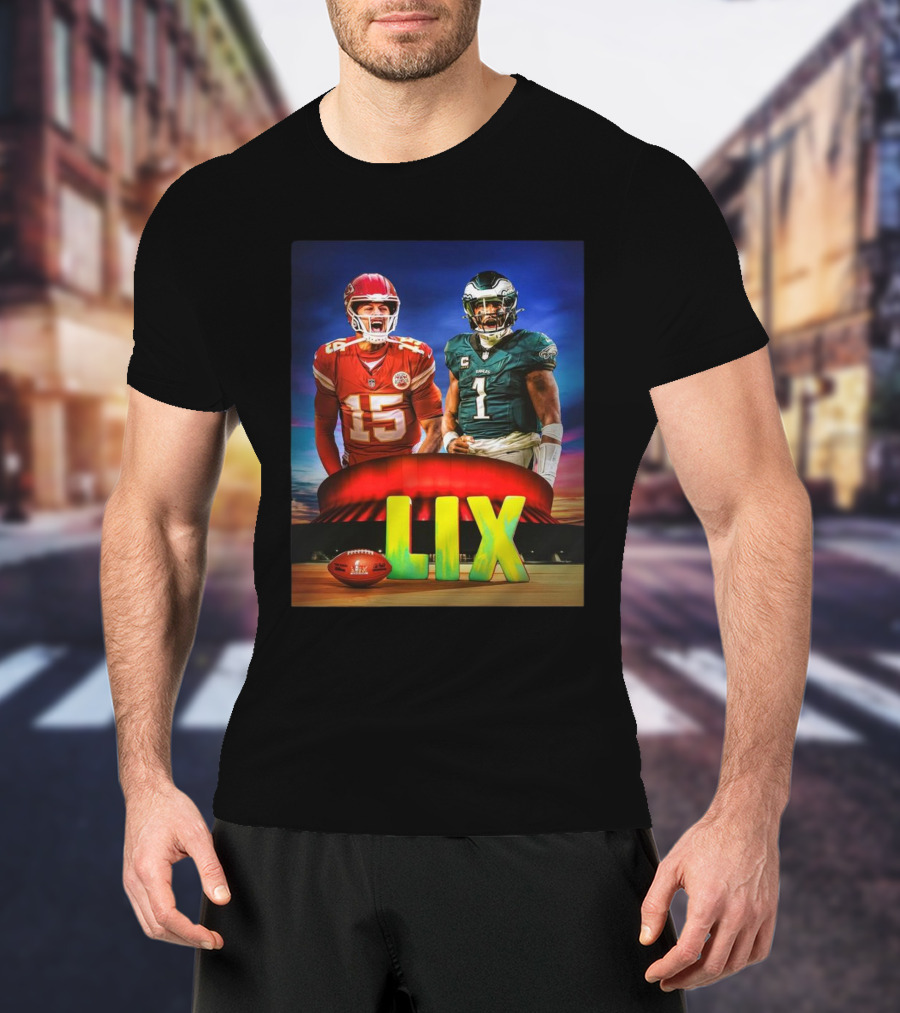 Kansas City Chiefs Patrick Mahomes Vs Philadelphia Eagles Jalen Hurts Super Bowl LIX T-Shirt