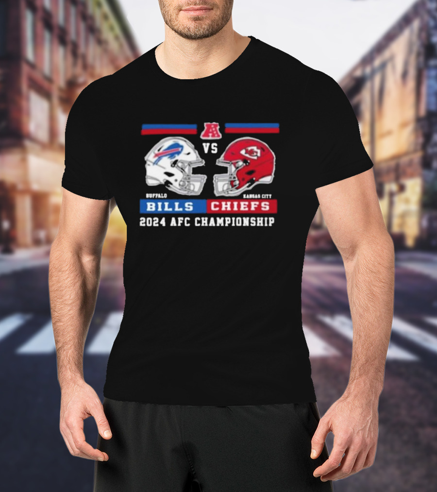 Buffalo Bills Vs Kansas City Chiefs 2024 AFC Championship Helmets T-Shirt