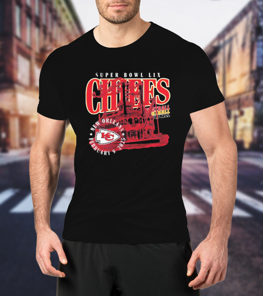 Super Bowl LIX Kansas City Chiefs New Orleans February 9 2025 Football Steamboat T-Shirt