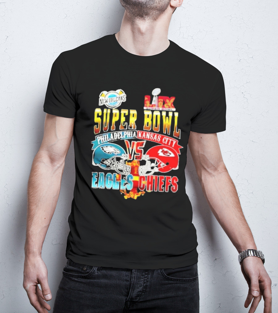 Super Bowl LIX Philadelphia Eagles Vs Kansas City Chiefs Helmets 2025 T-Shirt