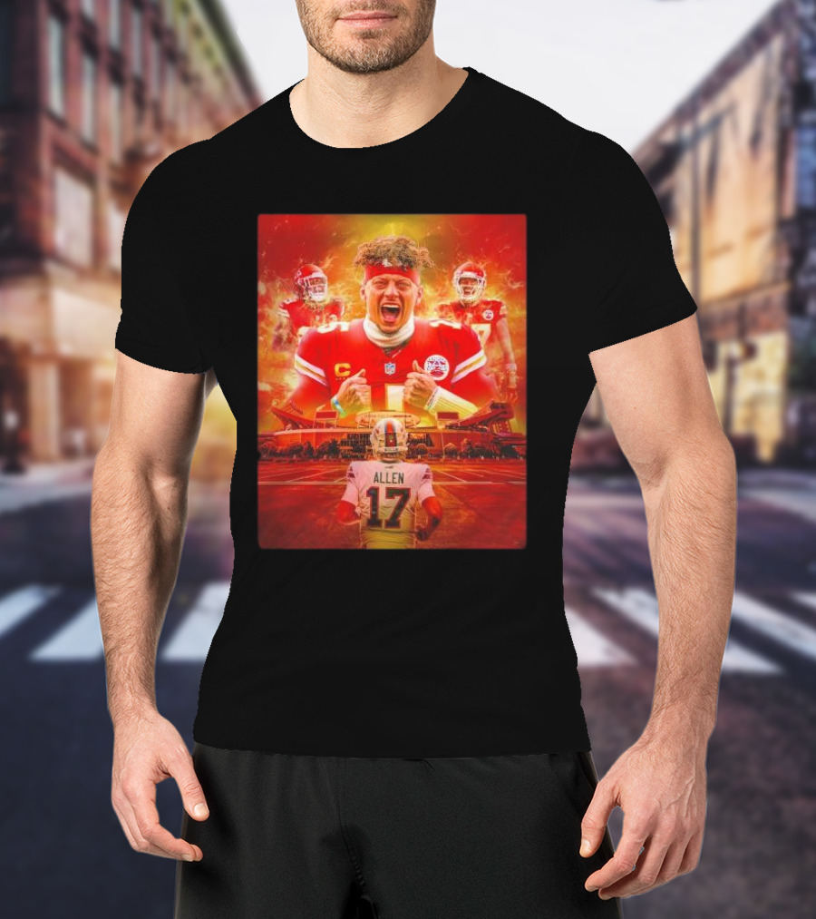 Kansas City Chiefs AFC Champions Mahomes Vs Allen Stadium Showdown T-Shirt
