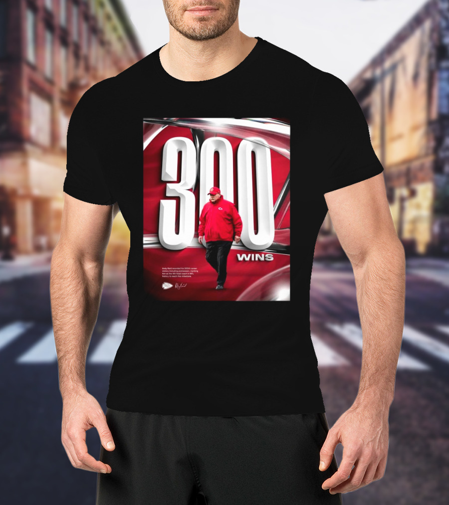Kansas City Chiefs Andy Reid 300 Wins Career Victory Including Postseason Signature T-Shirt
