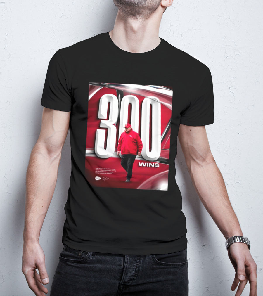 Kansas City Chiefs Andy Reid 300 Wins Career Victory Including Postseason Signature T-Shirt
