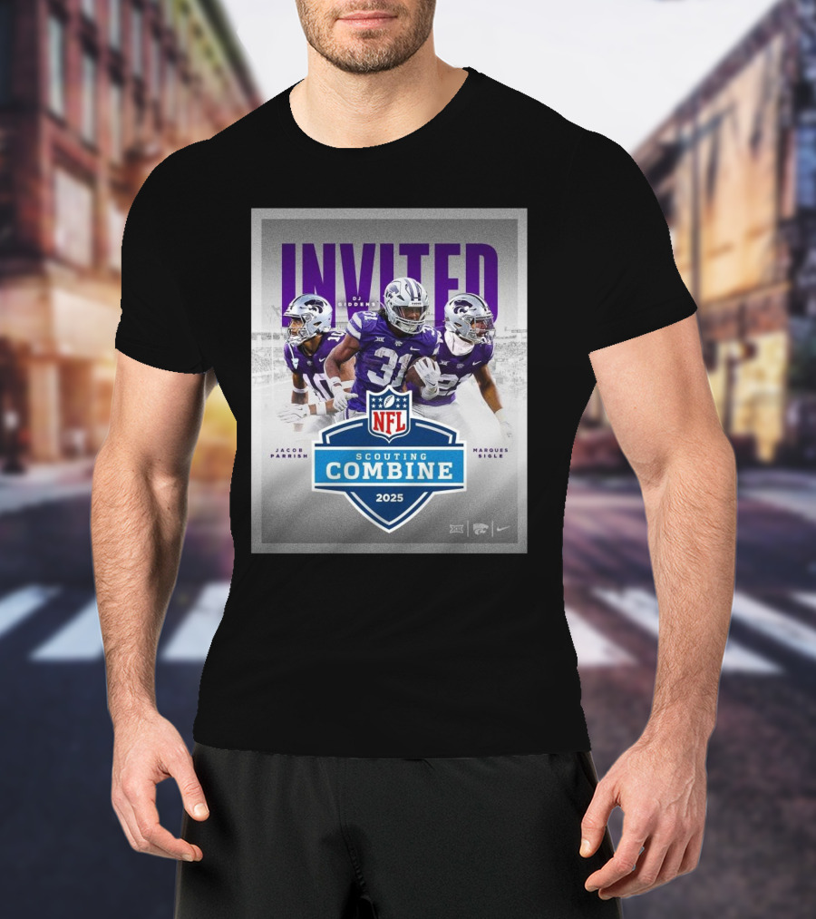 Kansas State Wildcats Football Invited Jacob Parrish DJ Giddens Marques Sigle 2025 NFL Scouting Combine T-Shirt