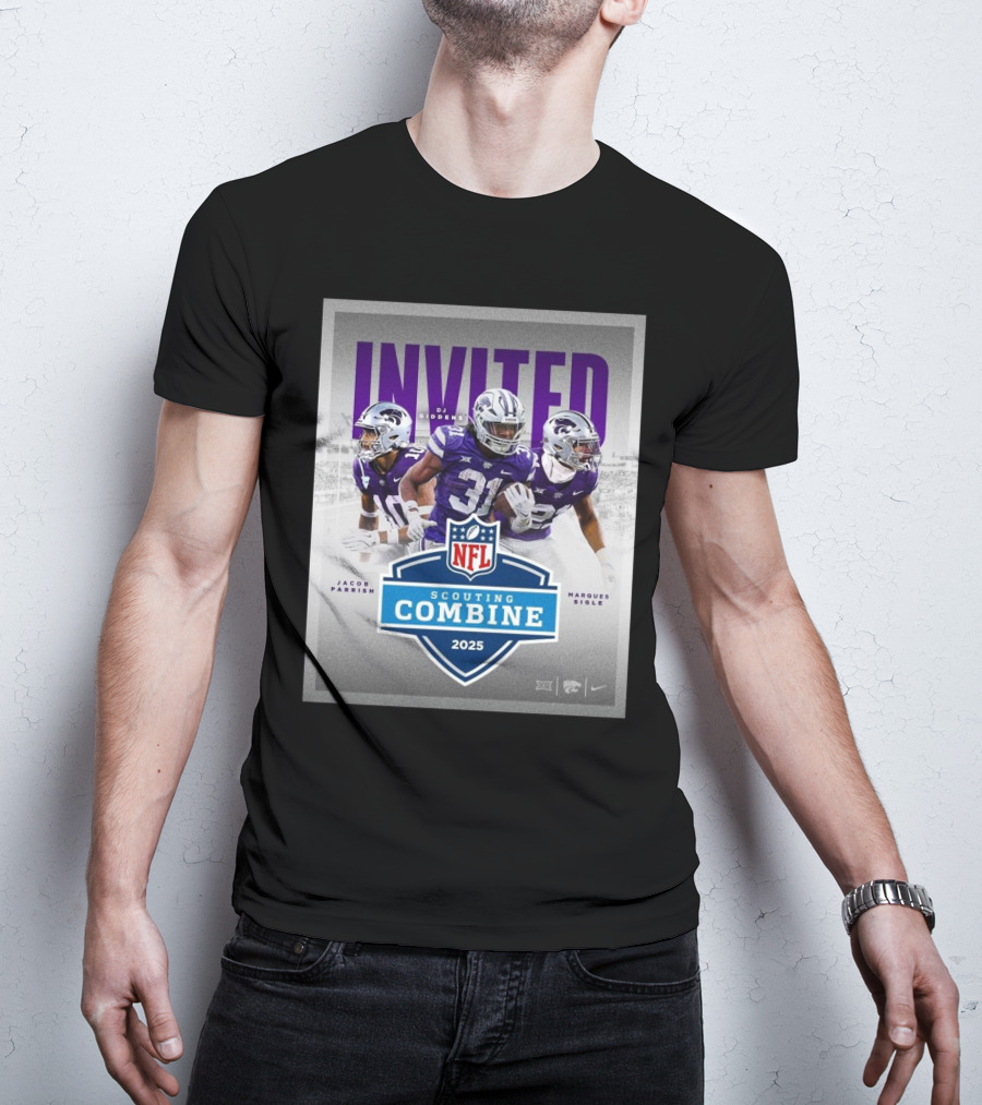 Kansas State Wildcats Football Invited Jacob Parrish DJ Giddens Marques Sigle 2025 NFL Scouting Combine T-Shirt