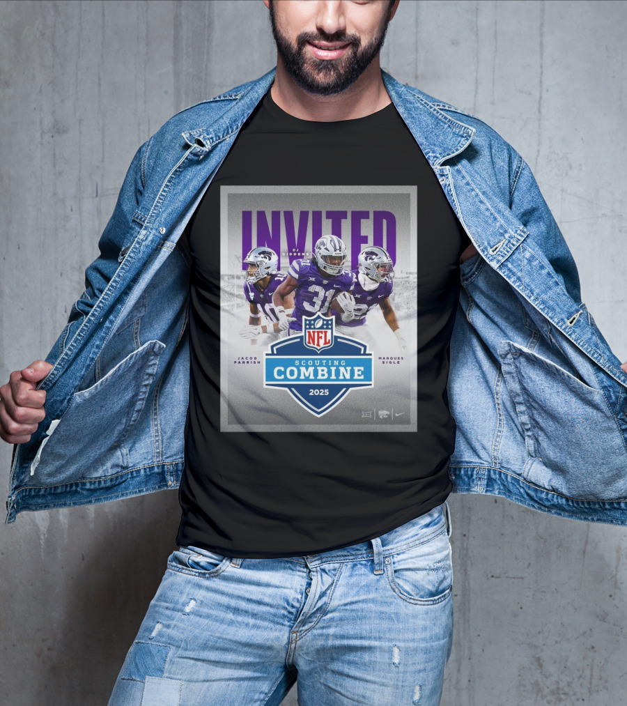 Kansas State Wildcats Football Invited Jacob Parrish DJ Giddens Marques Sigle 2025 NFL Scouting Combine T-Shirt