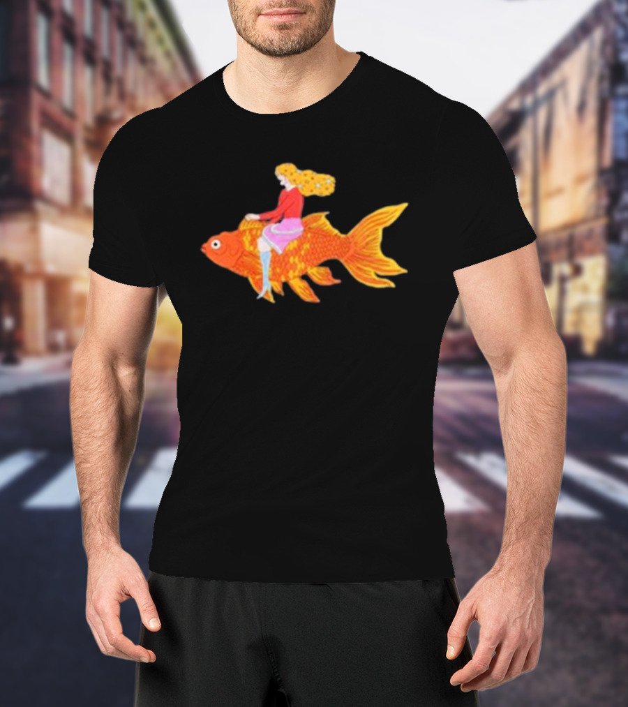 Kate Bollinger Riding A Goldfish In A Whimsical Style T-Shirt