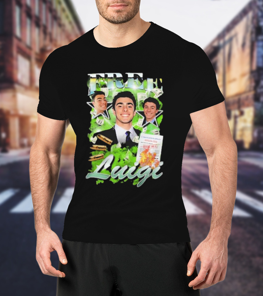Free Luigi Keiajah Concert Green Money Stars T-Shirt
