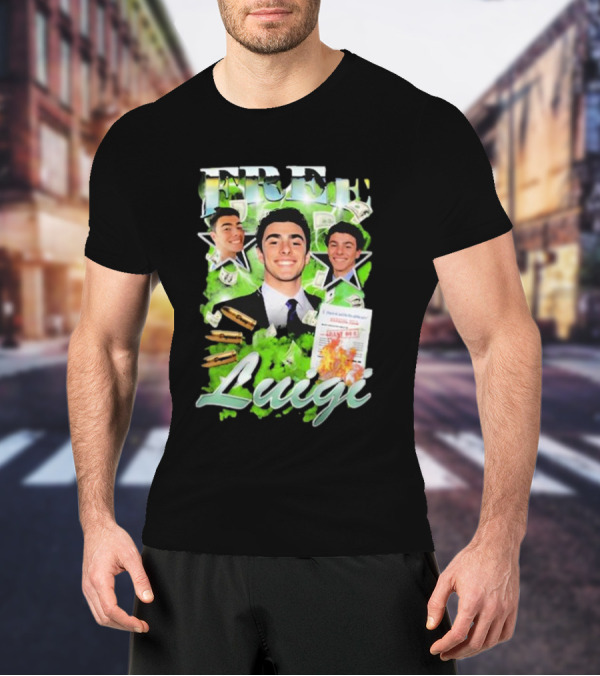 Free Luigi Keiajah Concert Green Money Stars T-Shirt