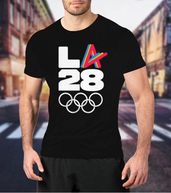 LA 2028 Olympics Multicolor Logo With Rings T-Shirt