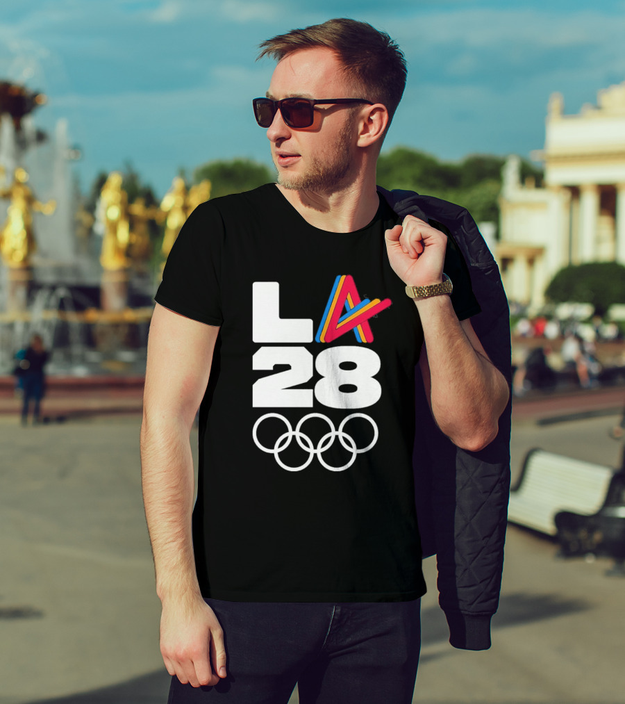 LA 2028 Olympics Multicolor Logo With Rings T-Shirt