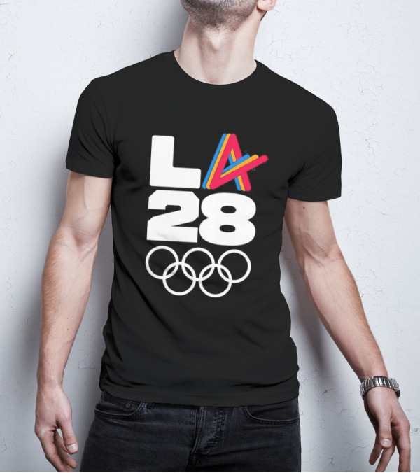LA 2028 Olympics Multicolor Logo With Rings T-Shirt