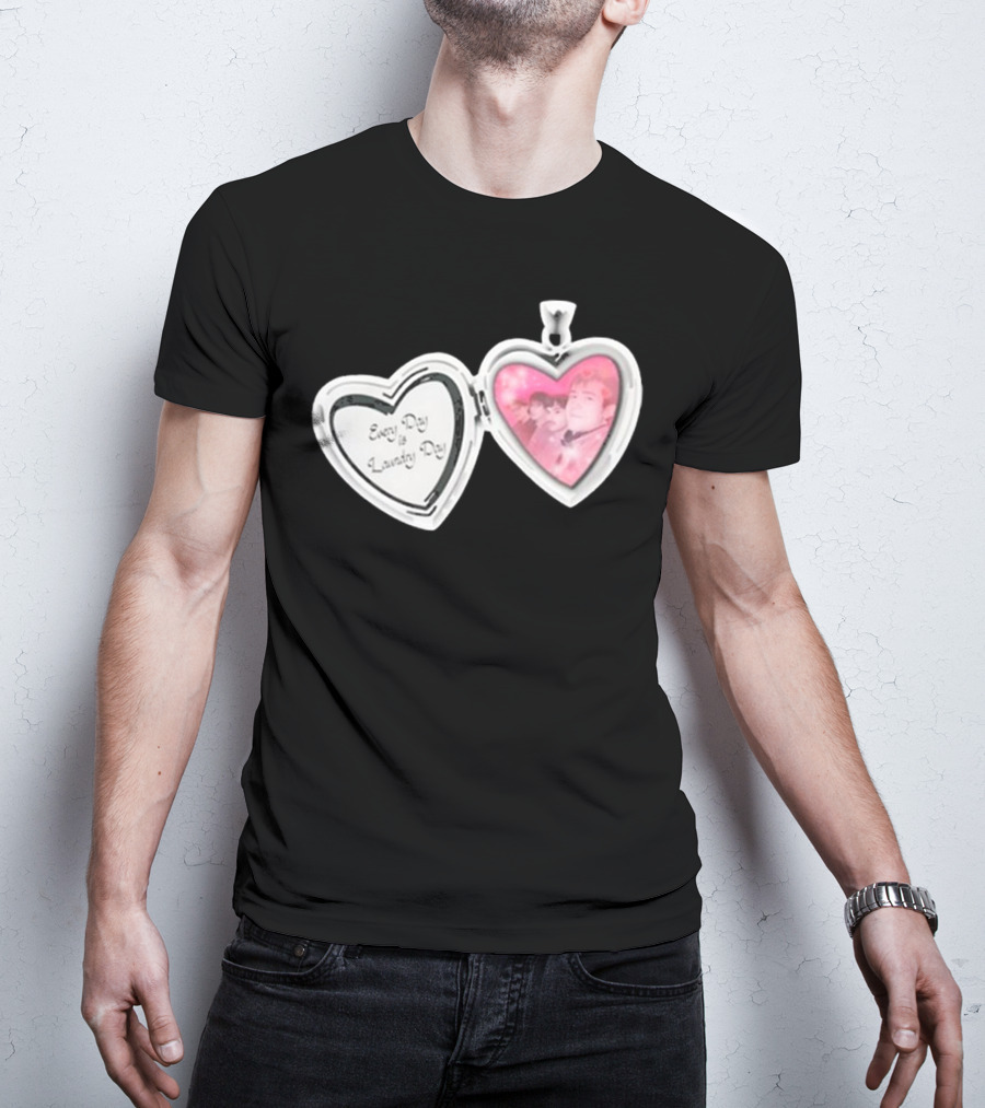 Every Day Laundry Day Heart Locket Pink Photo Charm T-Shirt