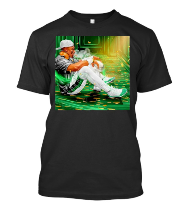 Legendary Jalen Hurts Smoking Cigar MVP Champs Celebration Green Aura T-Shirt