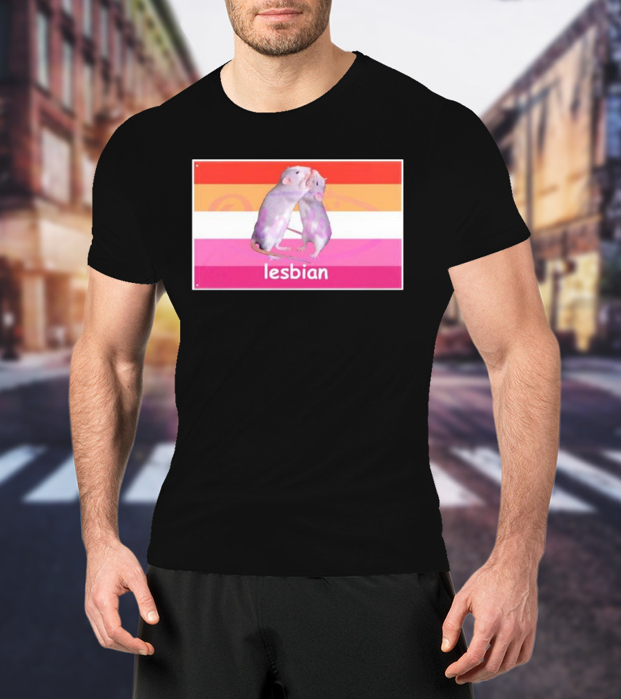 Lesbian Rat Pink And Orange LGBTQ Flag T-Shirt
