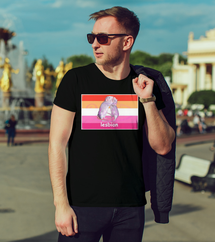Lesbian Rat Pink And Orange LGBTQ Flag T-Shirt