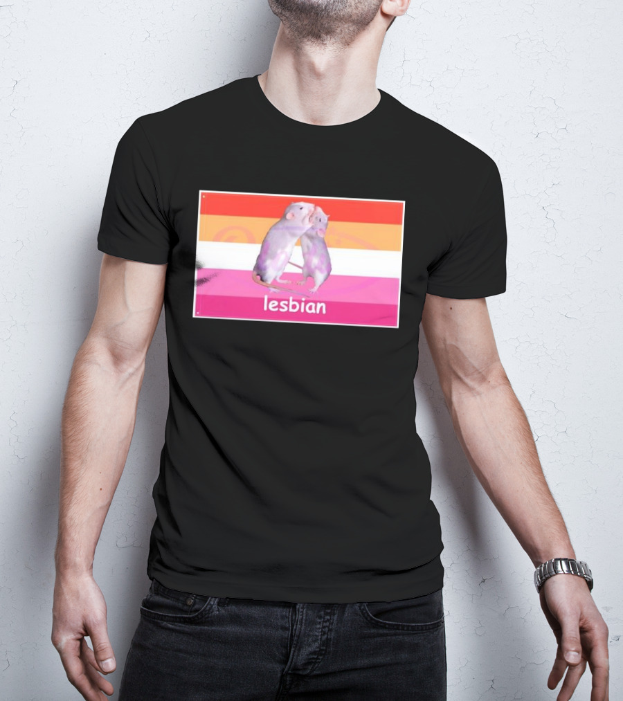 Lesbian Rat Pink And Orange LGBTQ Flag T-Shirt