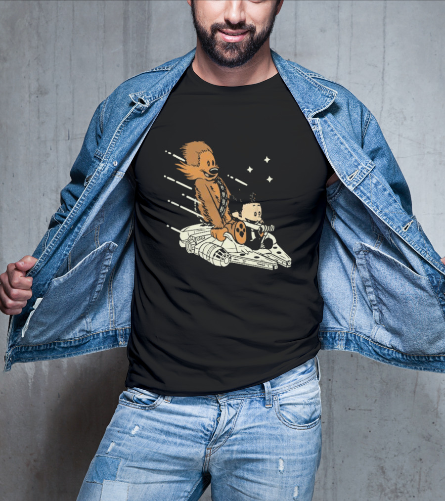 Less Than 12 Parsecs Chewbacca And Calvin Style Space Adventure T-Shirt