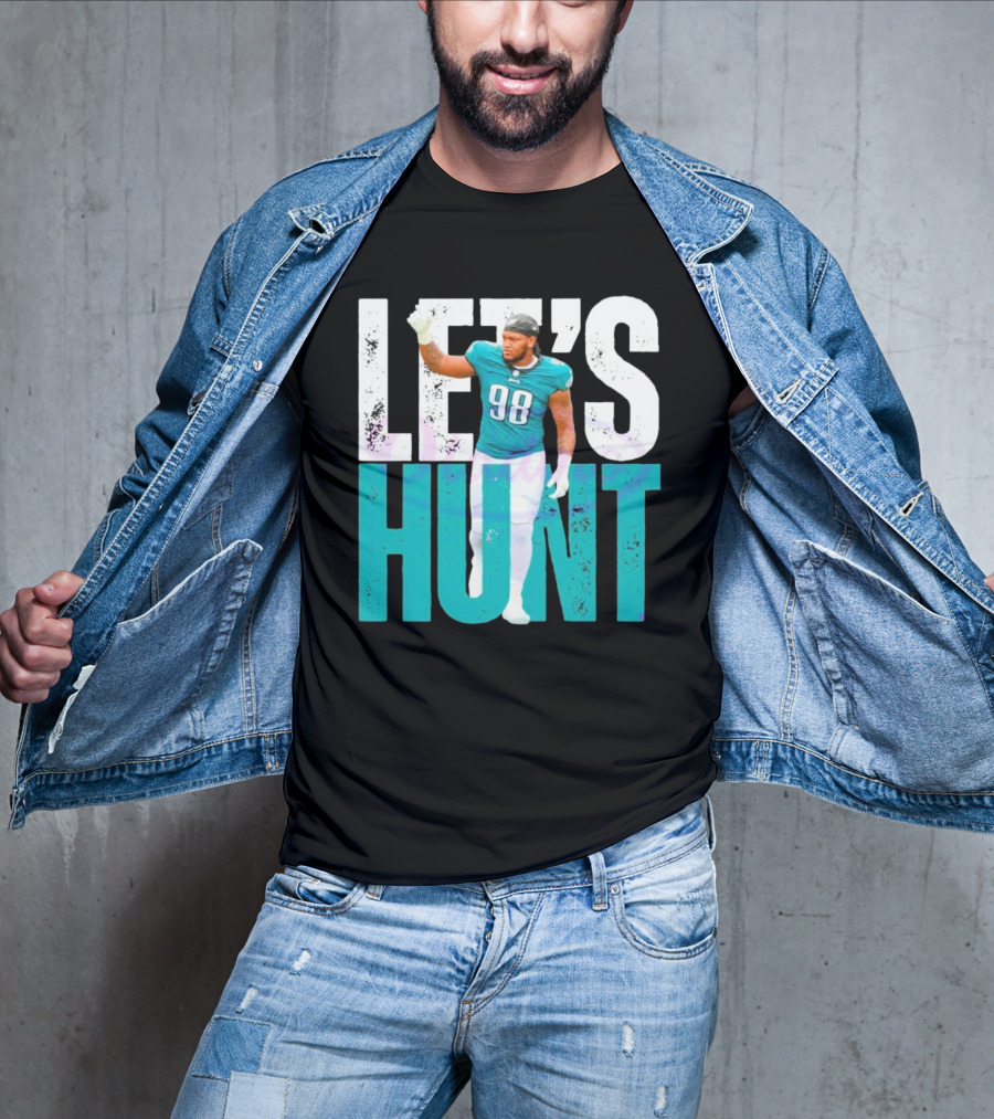 Let's Hunt Eagles Jalen Carter 98 Super Bowl LIX T-Shirt