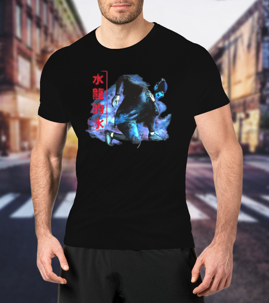 Lin Kuei Armory Icy Water Dragons Masked Figure In Blue Aura T-Shirt