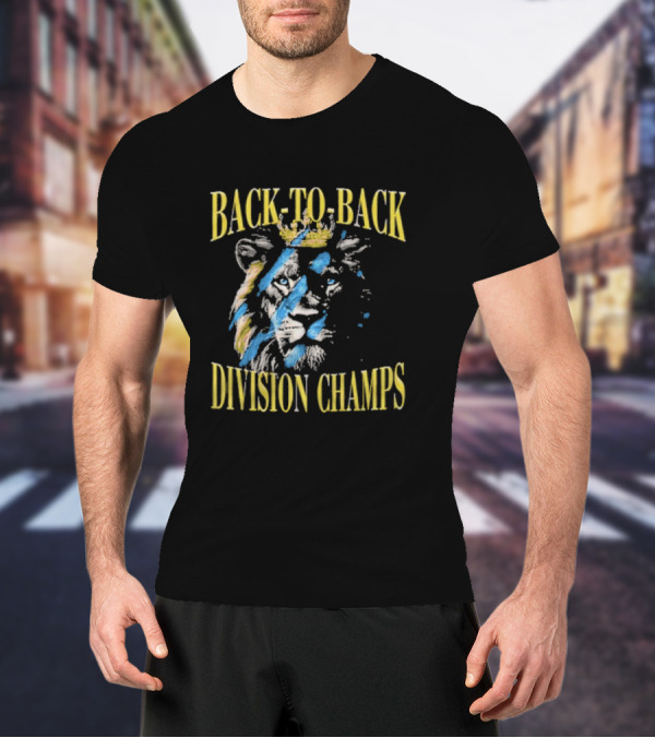 Back To Back Division Champs Lion With Crown Stripes T-Shirt